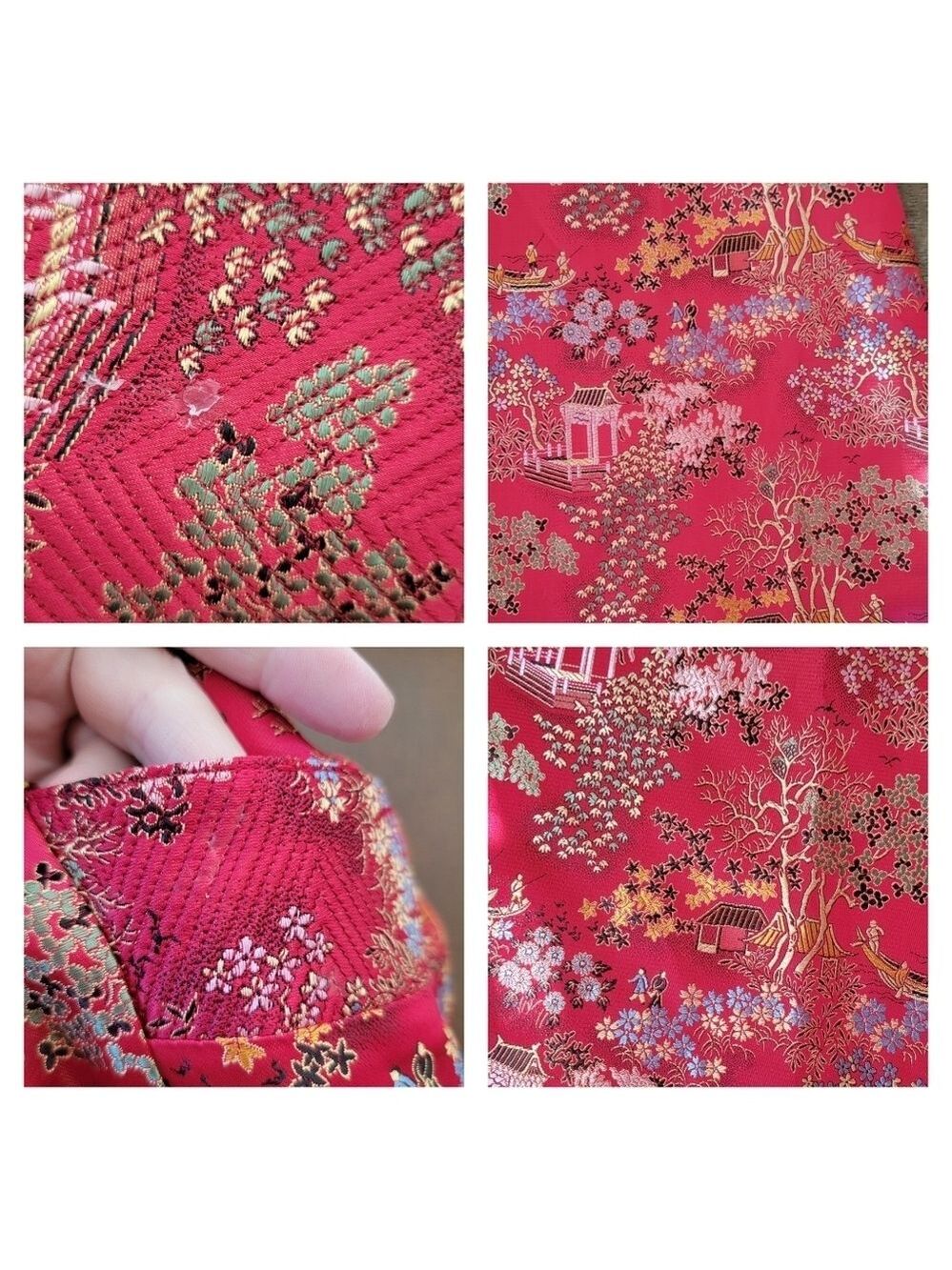 Vintage Kimono Robe Red Brocade Robe #3003 - Picture 13 of 14
